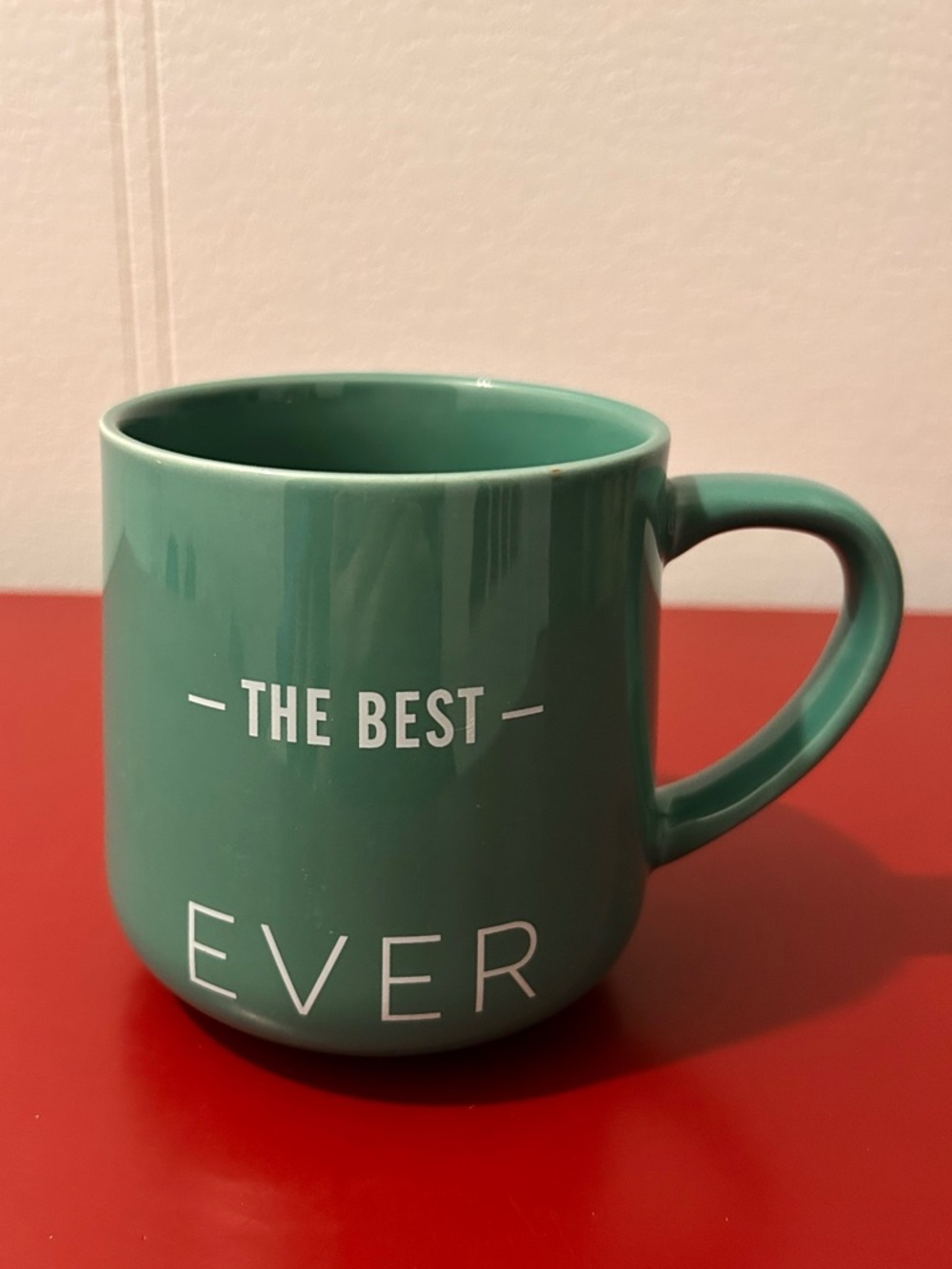 Indigo Teal Ceramic Mug with "THE BEST EVER" Print